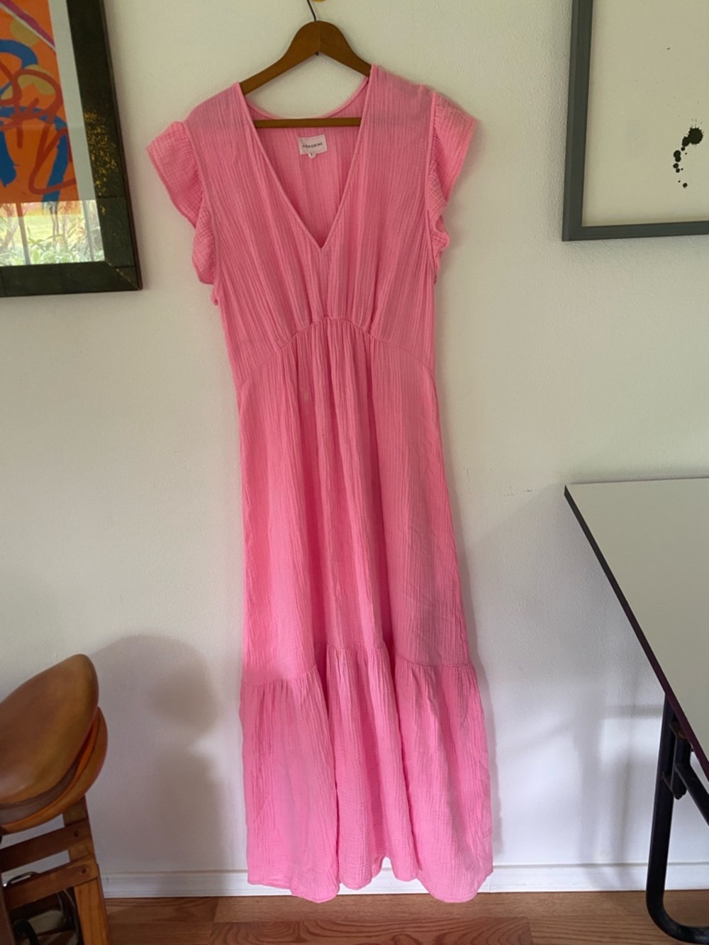 Honorine Lightweight Pink V-Neck Maxi Dress